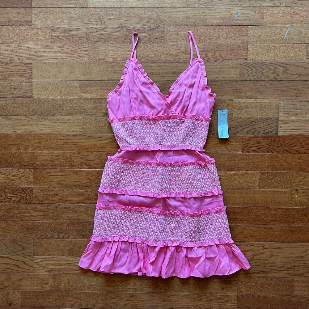 NWT Lizard Thicket A Fathers Love Pink Ruffled Mini Dress